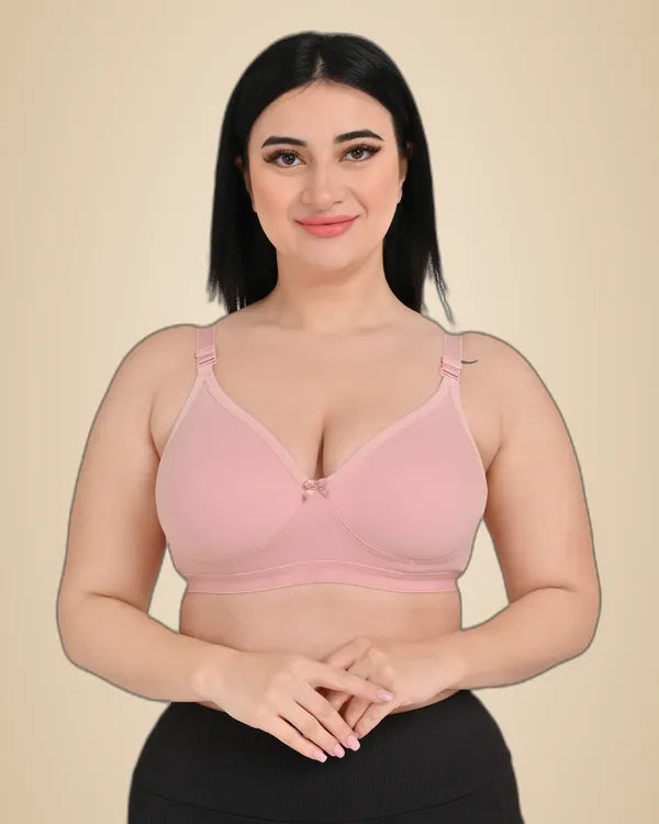 Firozi Combed Cotton Solid Full Coverage Ethnic Daily Wear Non Padded Bra Pack Of 4
