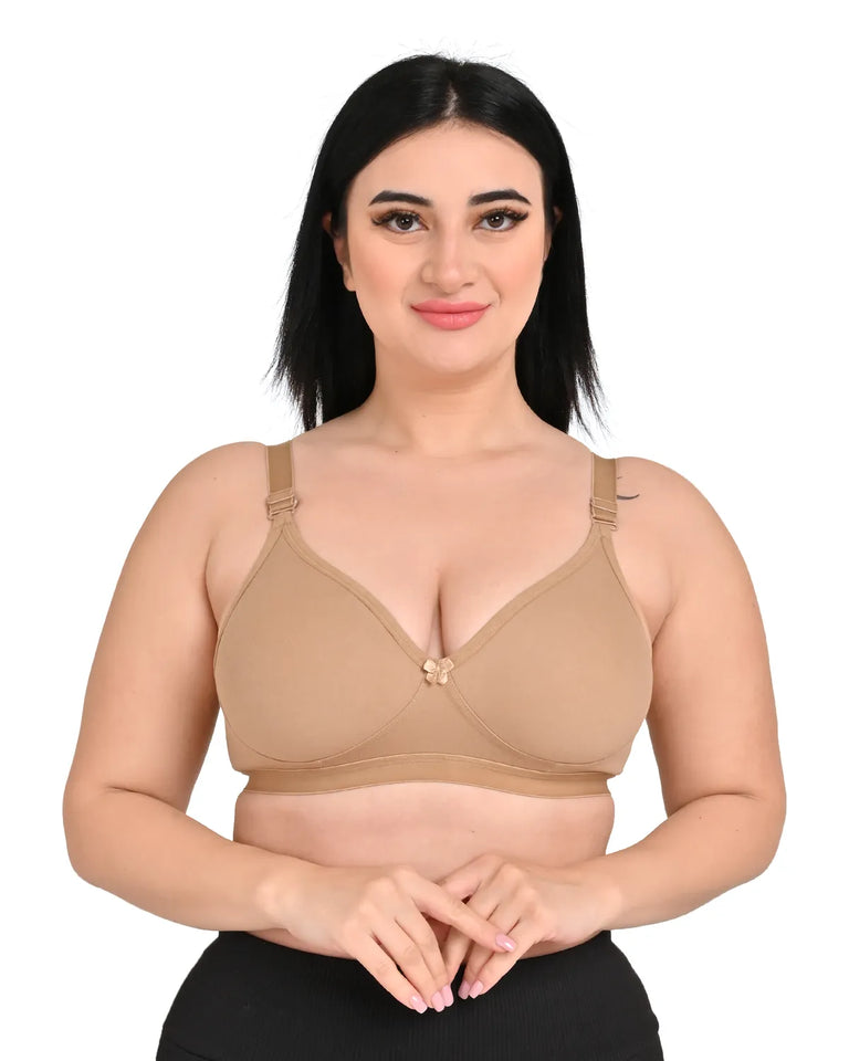 Firozi Combed Cotton Solid Full Coverage Ethnic Daily Wear Non Padded Bra Pack Of 4