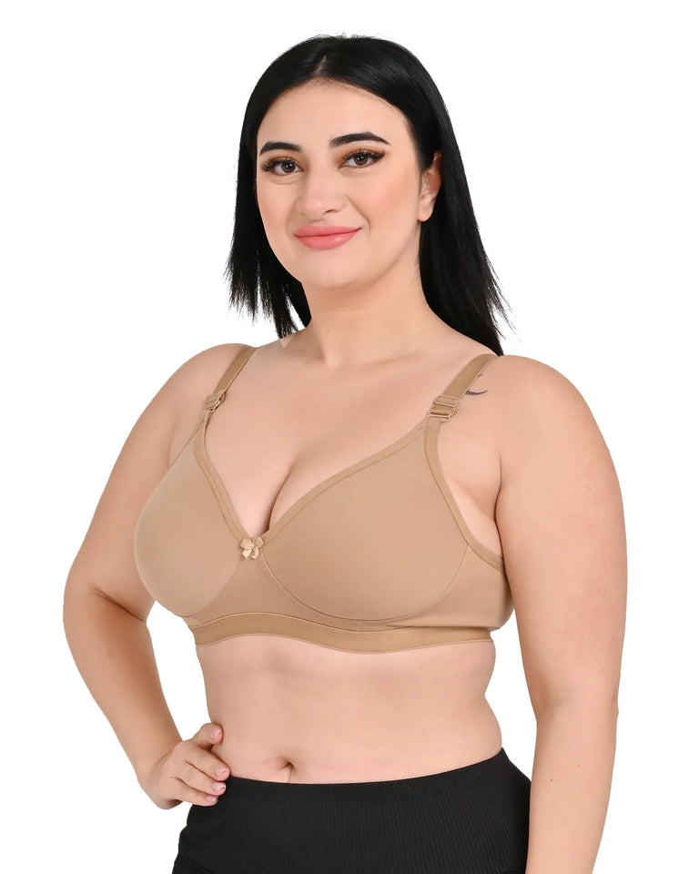 Firozi Combed Cotton Solid Full Coverage Ethnic Daily Wear Non Padded Bra Pack Of 4